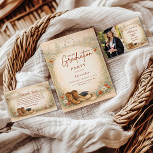 Boho Cowgirl Graduation Party Invitation