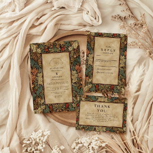 Vintage Botanical Foliage Wedding Thank You Card