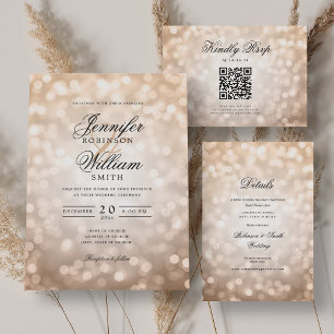Classic Wedding Program Rose Gold Bokeh Lights