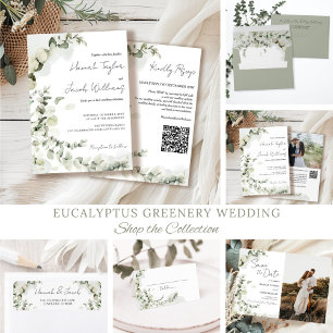 Eucalyptus QR Code Photo Wedding Invitation
