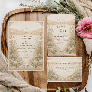 Soft Neutral Desert Florals Wedding Invitation