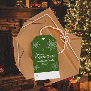 Modern Merry Christmas Red Gold Family Photo Note Card