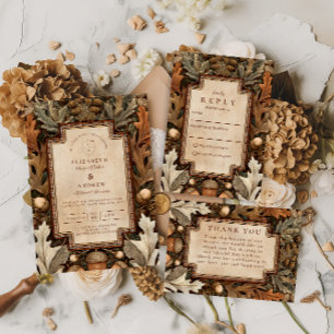Rustic Acorn Woodland Wedding Invitation