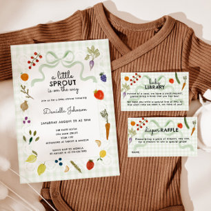 Farmers Market Gingham Books For Baby Library Enclosure Card