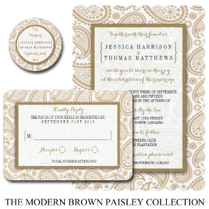 The Modern Paisley Wedding Collection - Brown Invitation