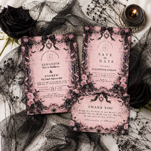 Elegant Pink Goth Wedding Invitation