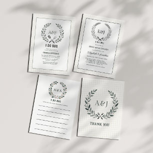 Rustic Monogram I Do BBQ Rehearsal Dinner Invitation