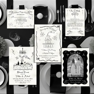 Doodle Sketch Cherub Funky Save the Date Arch Invitation