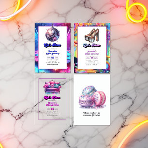 Neon "Let's Disco" Birthday Party Invitation