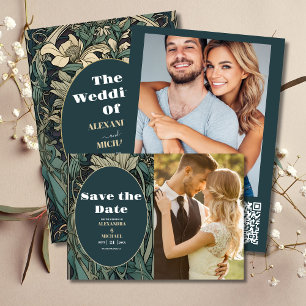 Photo Vintage Floral Art Nouveau Wedding Save The Date