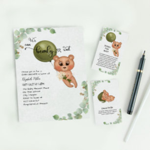 We Can Bearly Wait Bear Baby Shower  Foil Invitation