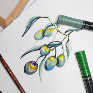 Magic Olive Branch Watercolor Hand-painted Invitation