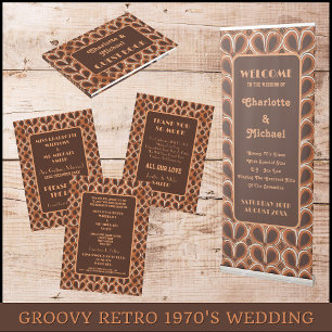Fun Retro 1970's Groovy Brown And Orange Wedding Invitation