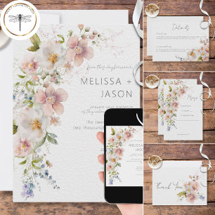 Pastel Floral Modern Wedding Thank You Card