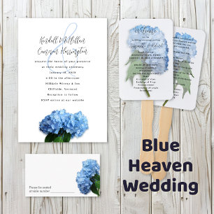 Budget Wedding Invitation Blue Hydrangea Flowers Flyer