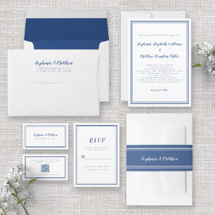 Classic Blue White Simple Modern Wedding Favors Matchboxes
