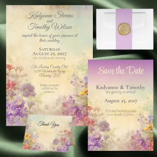 Elegant Wildflowers Dreamy Wedding Invitation