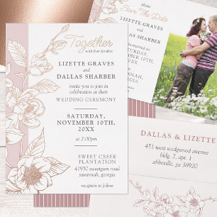 Southern Magnolia Blossom Blush Floral Wedding Envelope