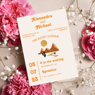 Vintage Mid Century Desert Wedding QR Code Enclosure Card