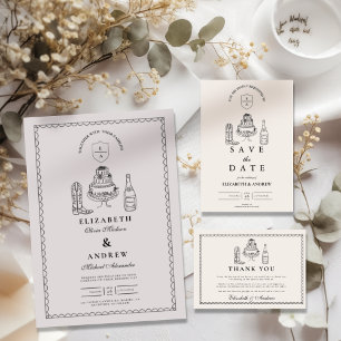 Black White Hand Drawn Western Doodle Wedding  Foam Board