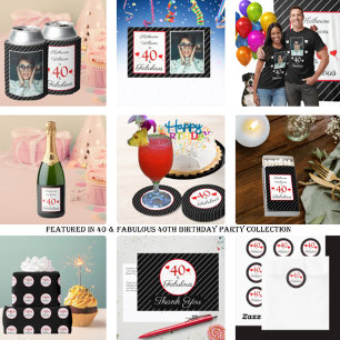 40 & Fabulous 40th Birthday Name Black & White Sparkling Wine Label