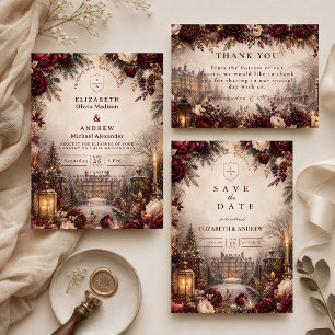 Romantic Burgundy Winter Wedding Foam Board