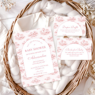Romantic Pink Toile Baby Shower Napkins