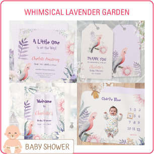Whimsical Lavender Floral Monthly Milestone Baby Blanket