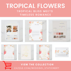 Tropical Peach Flower Bride Wedding Advice Enclosure Card