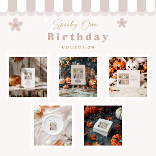Cute Cottagecore Halloween 1st Birthday Thank You Card