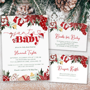 Diaper Raffle Christmas Santa Baby Shower Enclosure Card