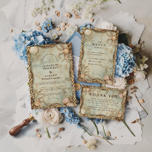 Vintage Ocean Depths Nautical Wedding Invitation
