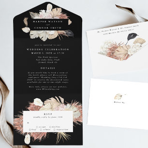 Simple Plain Modern Text Premium Black Wedding Invitation Belly Band
