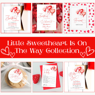 Red Heart Baby Shower Diaper Raffle Tickets  Enclosure Card
