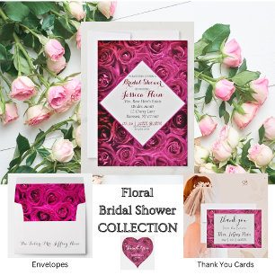 Elegant Floral Pink Bridal Shower Invitations