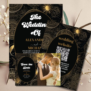 Celestial Black Gold Wedding Menu