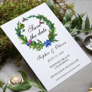 Elegant Scottish Thistle Floral Wedding Invitation