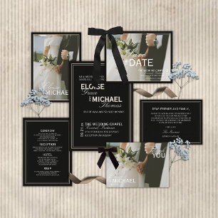 Minimalist Black Tie Formal Photo Wedding Invitation