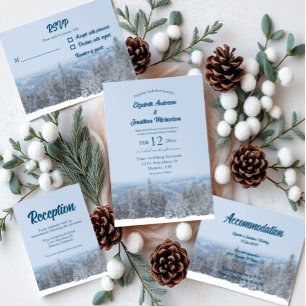 Snowy Mountain Forest Wedding Accommodation Enclosure Card