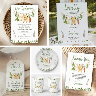 Rustic Green Locally Grown Baby Shower Paper Plates