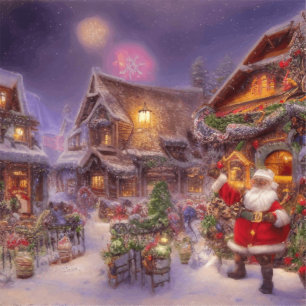 A Christmas Village Fantasy Snowy Landscape Poster
