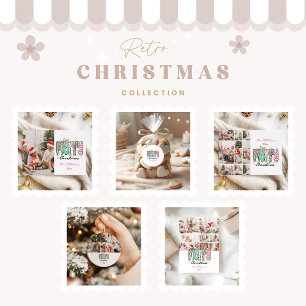 Retro Glitter Ho Ho Ho Christmas Ceramic Ornament