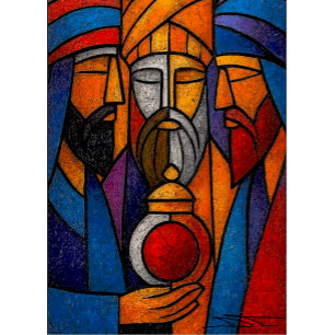 Modern Stained Glass Three Wise Men Doormat