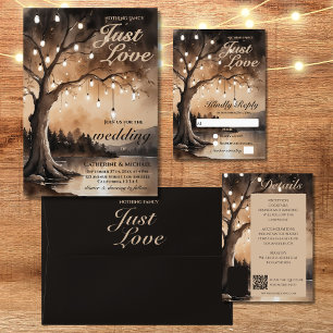 String Lights On Tree Romantic Country Wedding  RSVP Card