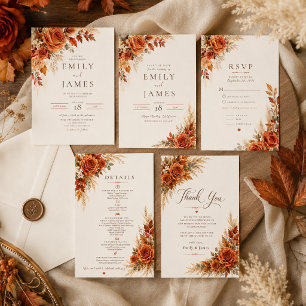 Autumn Harvest Florals Wedding Invitation