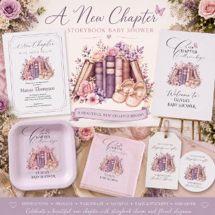 New Chapter Begins Pink Bow Storybook Baby Shower Foam Board