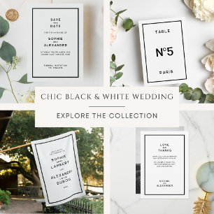 French Chic Minimal Black & White Wedding Save The Date