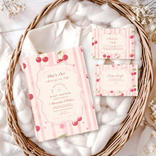 Unique Coquette Cherry on Top Baby Shower Registry Enclosure Card