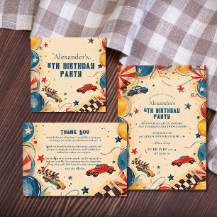 Retro Race Car Birthday Party Invitation