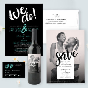 Simple Modern Chic Black And White Photo Wedding Save The Date